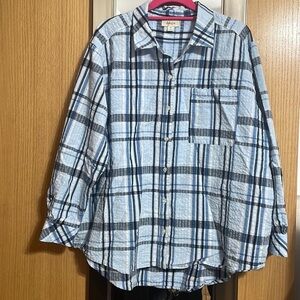 Style & Co size 3X blue plaid button up long sleeve blouse with chest pocket